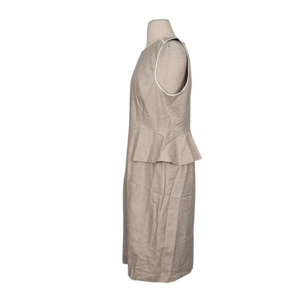 NWT J. Crew Peplum Stretch Linen Blend Sheath Dress Sz 14 Flax Oatmeal Office - Picture 6 of 12